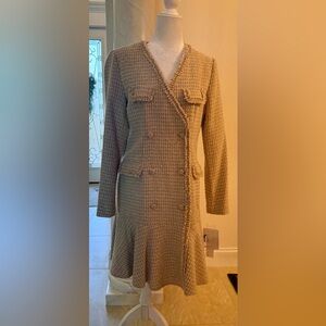 Nicole Miller Boucle Flip Skirt Double Breasted Dress